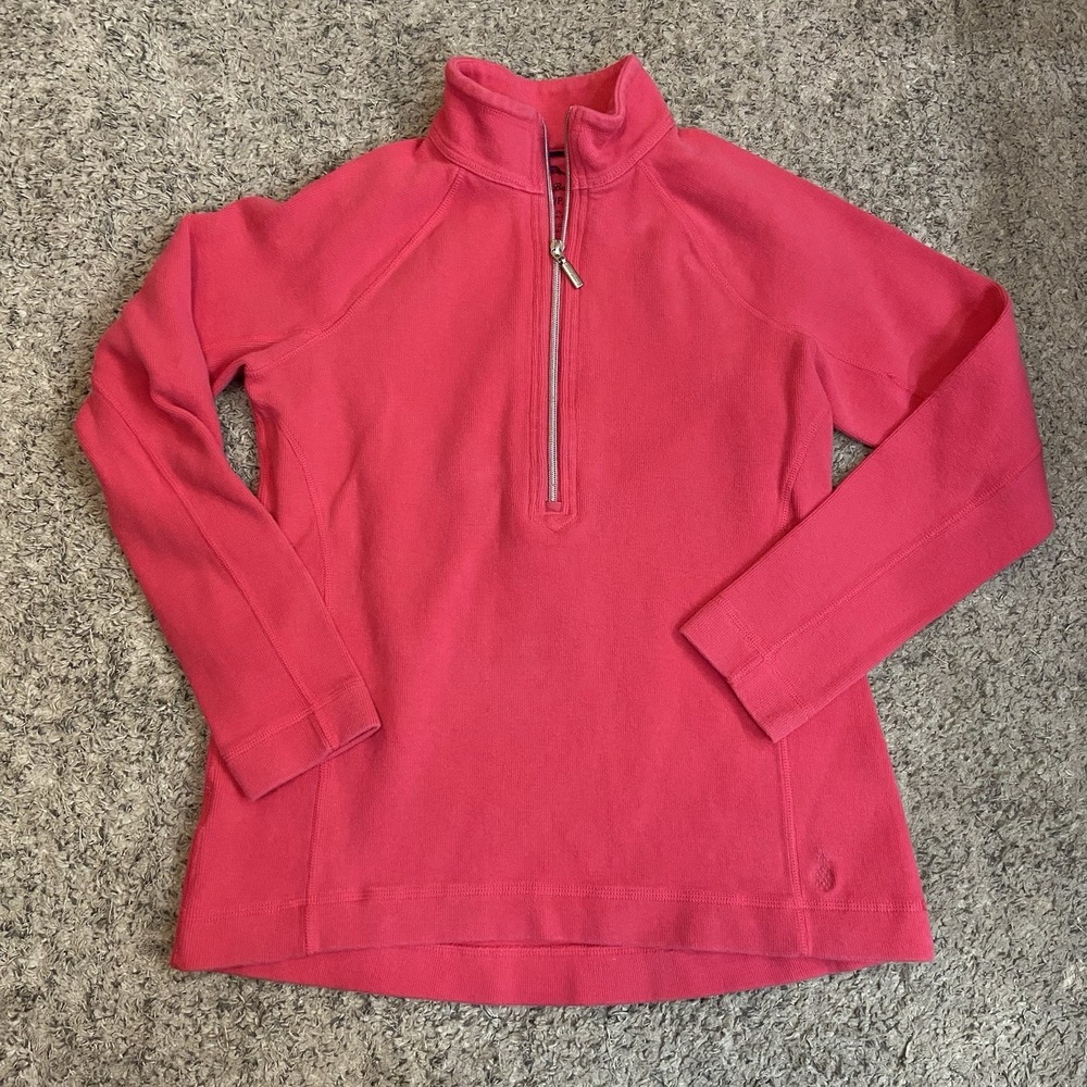 Tommy Bahama Sweater Womens Small Pink Quarter Zip Pullover Sweatshirt Solid